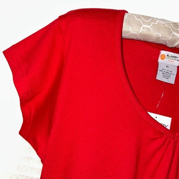 Roundy XL Basic Red Pink V-Neck Fitted Baby Doll Short Sleeve Cotton Tee - Picture 5 of 10